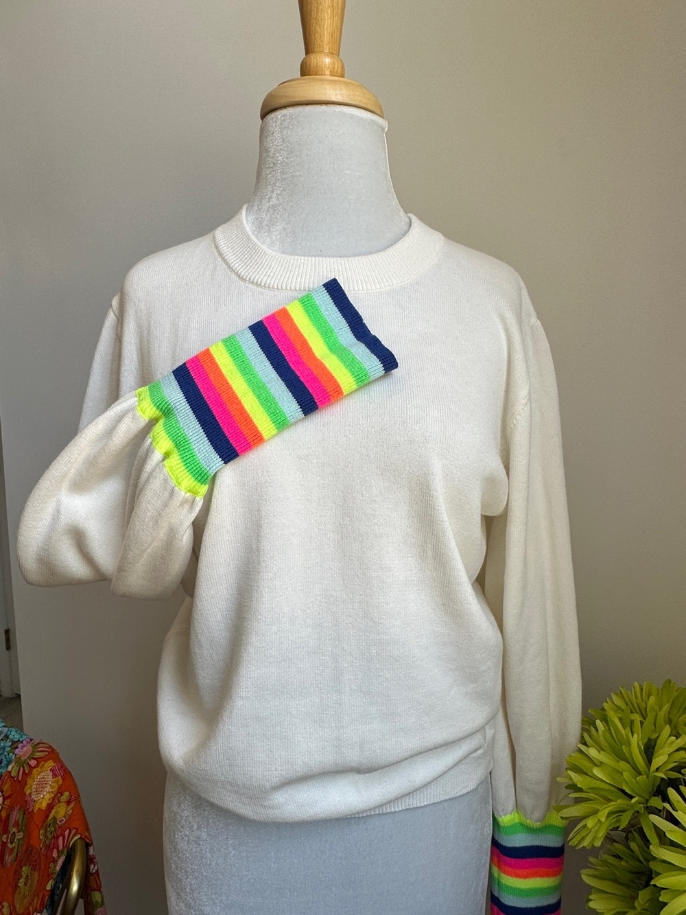 WISPR -  Silk & Cotton Blend Neon stripe top🌈